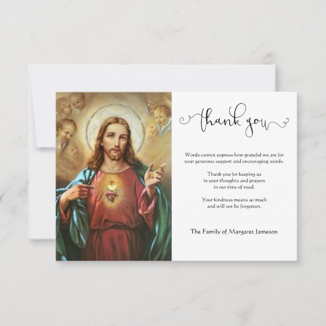 Carte De Remerciements Le Sacré Coeur de Jésus, catholique et religieux (Devant)