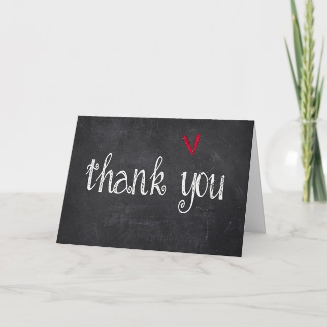 Carte De Remerciements le tableau vous remercient avec le coeur rouge (Devant)
