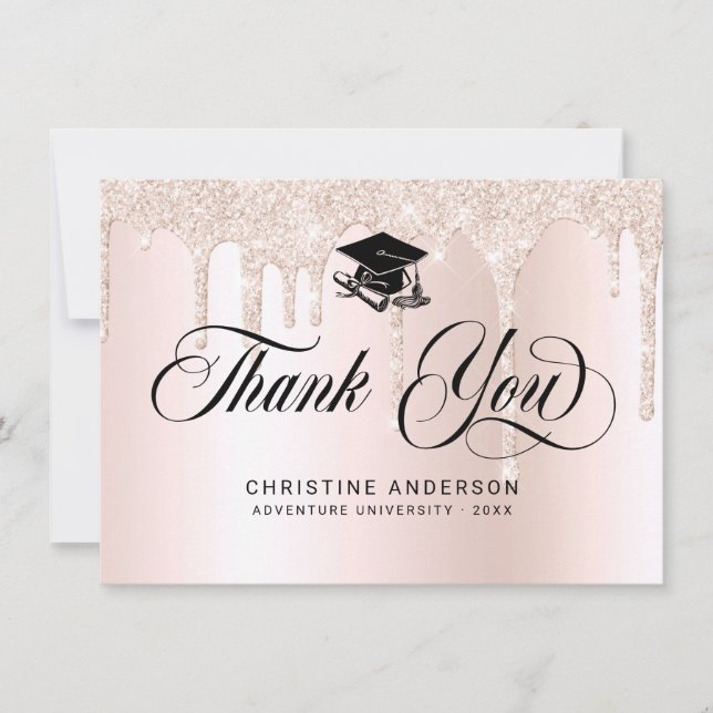 Carte De Remerciements Lecteurs de Parties scintillant rose chic Graduati (Devant)