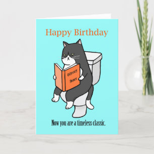 Carte De Remerciements Lecture de chat sur Toilet book Lover Funny Annive
