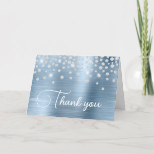 Carte De Remerciements Léger bleu Foil Diamond Confetti 50e anniversaire