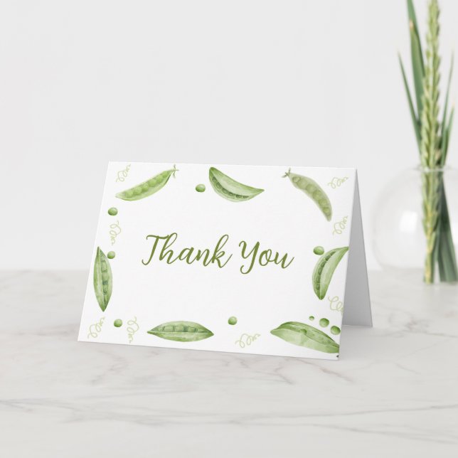 Carte De Remerciements Légumes verts Pois sucrés dans Baby shower de pois (Devant)