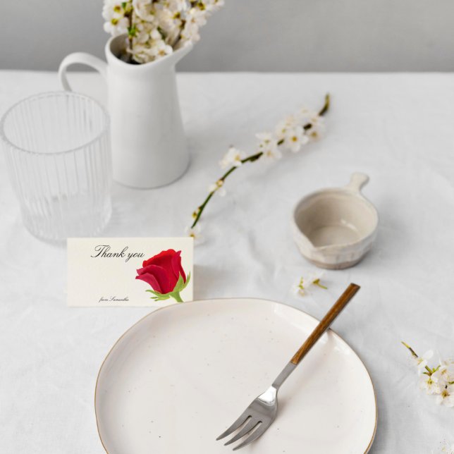 Carte De Remerciements L'élégant Rose Rouge Baby Shower (Créateur téléchargé)