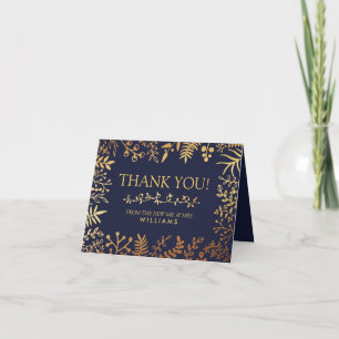 Carte De Remerciements L'élégante collection de Mariages floraux marine e