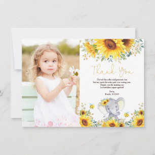 Carte De Remerciements L'éléphant de tournesol, un petit arachide