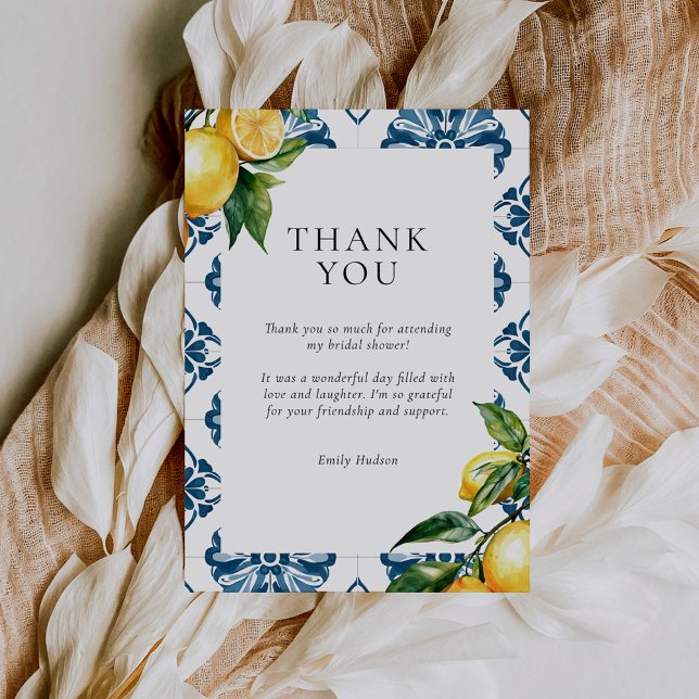 Carte De Remerciements Lemon Citrus Positano Italian Bridal Shower (Créateur téléchargé)