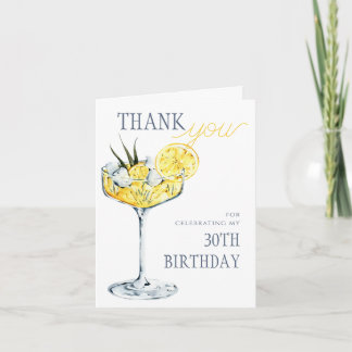 Carte De Remerciements Lemon cocktail A tini bit Older 30th Birthday 