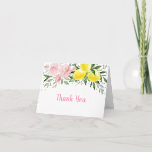 Carte De Remerciements Lemonade Pink Gold Floral Anniversaire
