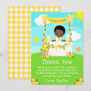 Carte De Remerciements Lemonade Stand Birthday Dark Skin Boy