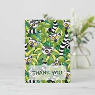 Carte De Remerciements Lemurs of Madagascar in Exotic Jungle