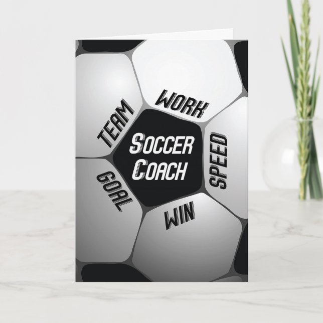 Carte De Remerciements L'entraîneur du football remercie la grande boule (Devant)