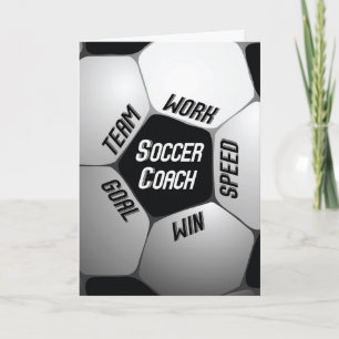 Carte De Remerciements L'entraîneur du football remercie la grande boule