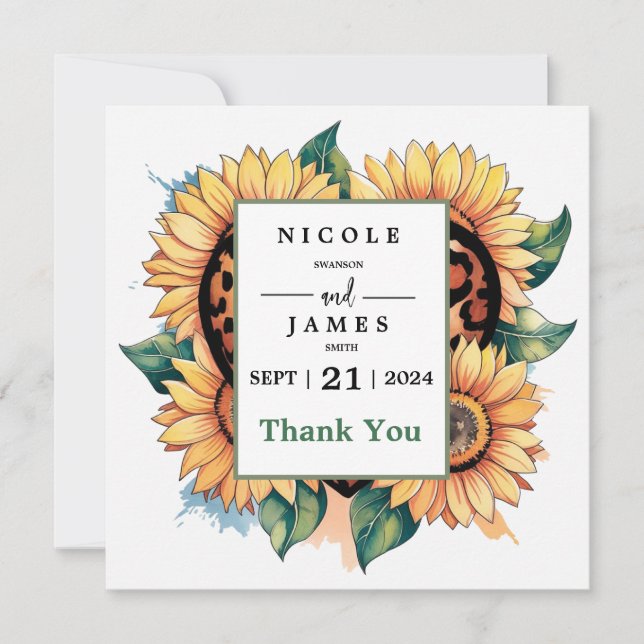 Carte De Remerciements Léopard Heart Floral (Devant)