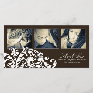 CARTE DE REMERCIEMENTS L'ÉPOUSANT NOIR ET BLANC DU