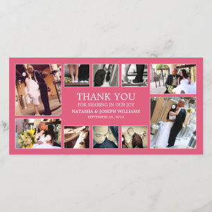 CARTE DE REMERCIEMENTS L'ÉPOUSANT ROSE DU COLLAGE