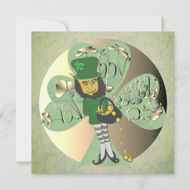 Carte De Remerciements Leprechaun "Joyeuse Saint Patrick" (Devant)