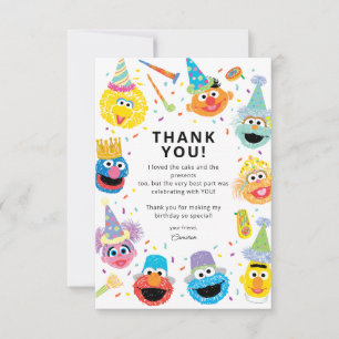 Carte De Remerciements Les amis de Sesame Street Confetti Anniversaire 
