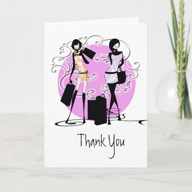 Carte De Remerciements Les amis Girly de mode de filles PERSONNALISENT (Devant)