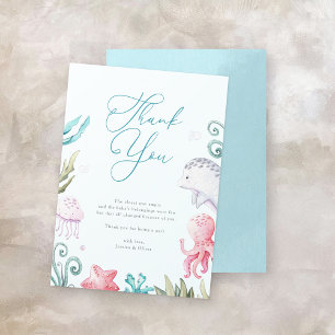 Carte De Remerciements Les Animaux Océaniques Sous Le Baby shower Sea Boy
