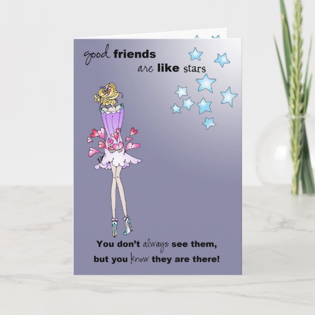 Carte De Remerciements Les bons amis sont comme les étoiles ! (Devant)