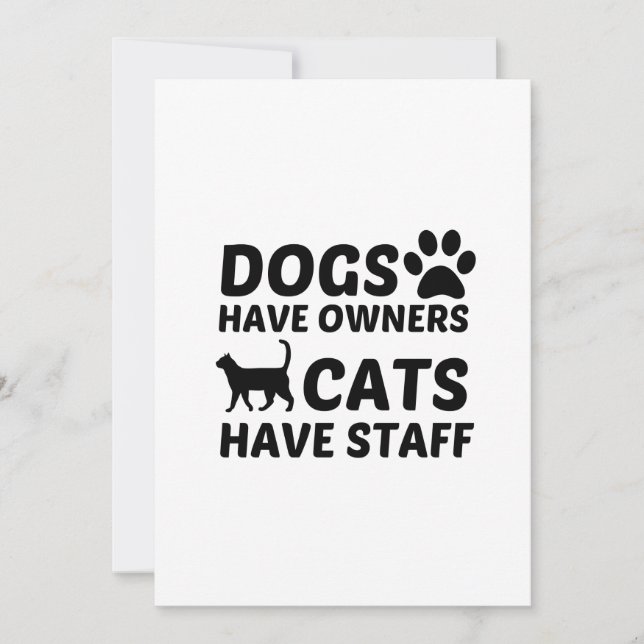 CARTE DE REMERCIEMENTS LES CHIENS ONT DES PROPRIÉTAIRES LES CHATS ONT DU  (Devant)