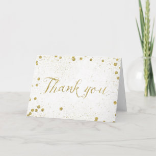 Carte De Remerciements Les confettis d'étincelle d'or pointillent le