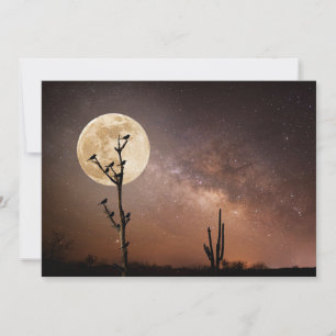 Carte De Remerciements Les déserts Cactus Saguaro avec oiseaux dans le