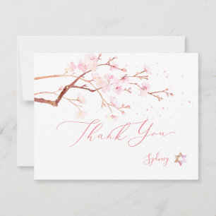 Carte De Remerciements Les fleurs de cerisiers d'aquarelle Mitzvah ✡ Merc