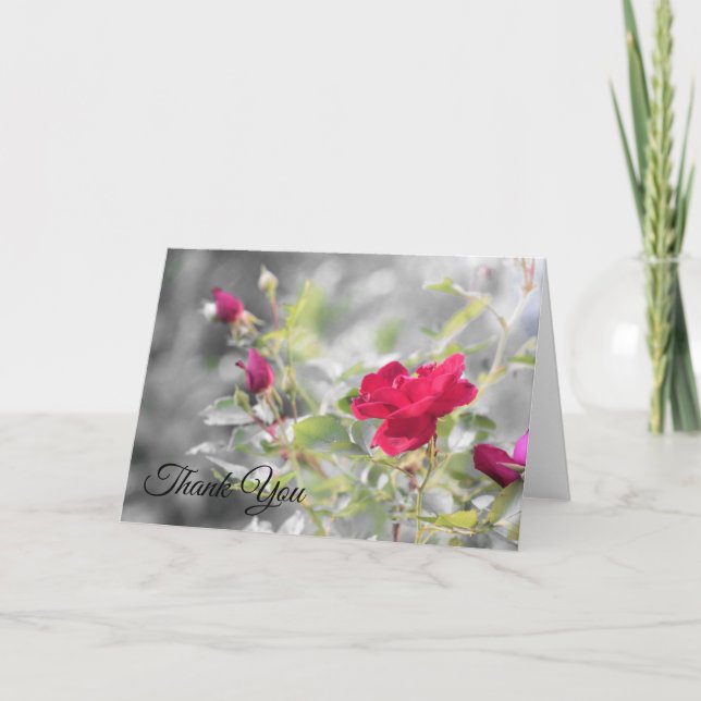 Carte De Remerciements Les fleurs de rose rouge de l'été (Devant)
