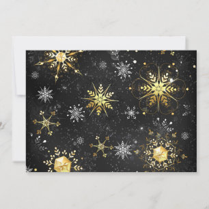Carte De Remerciements Les flocons dorés de Noël sur l'Arrière - plan noi