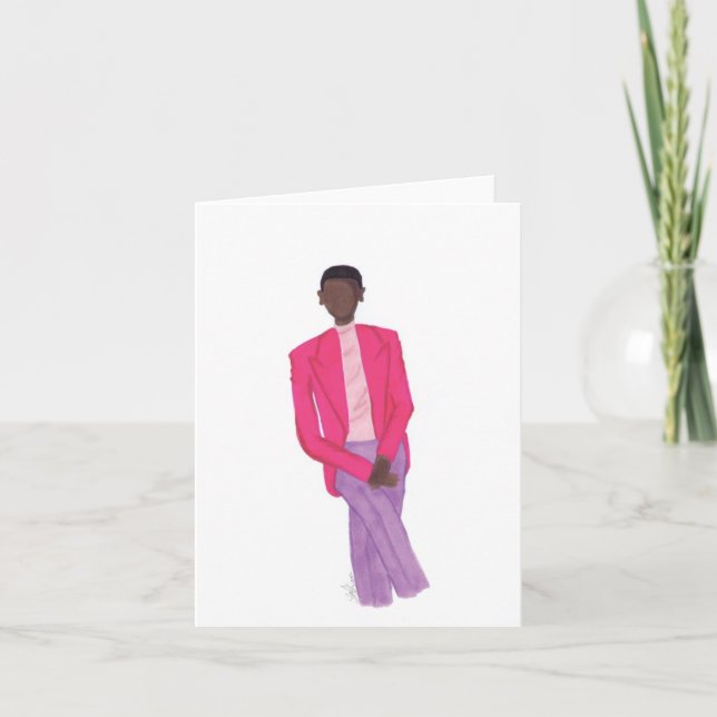Carte De Remerciements Les Hommes Bien Habillés Portent Du Rose (Devant)