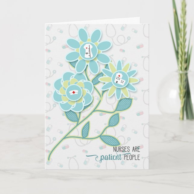 Carte De Remerciements Les infirmières sont des patients Les fleurs moder (Devant)