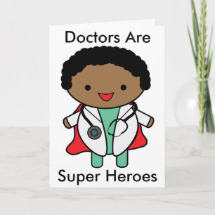 Carte De Remerciements Les médecins sont de super héros Noir Personnalise
