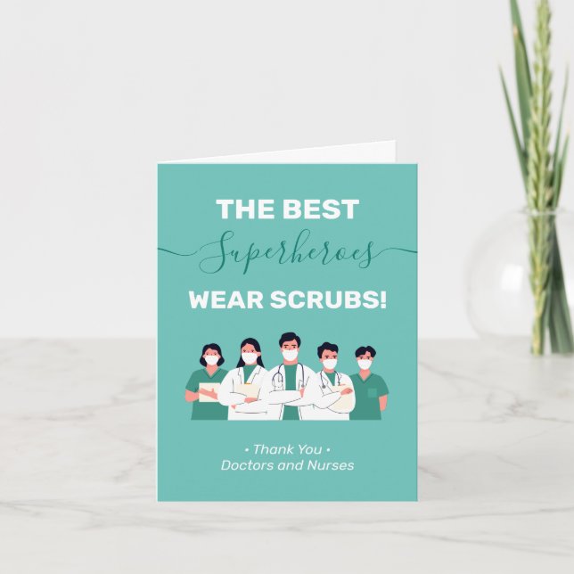 Carte De Remerciements Les Meilleurs Superhéros Portent Des Scrubs (Devant)