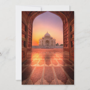 Carte De Remerciements Les monuments   Taj Mahal, Inde au coucher du sole