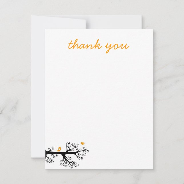 Carte De Remerciements Les oiseaux simples sur la branche d'arbre vous (Devant)