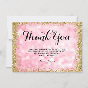 Carte De Remerciements Les parties scintillantes roses de Faux d'or
