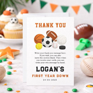 Carte De Remerciements Les petits débutants sportifs 1er anniversaire F