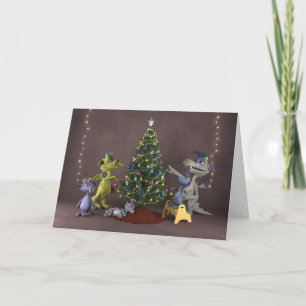 Carte De Remerciements Les petits dragons décorent l'arbre