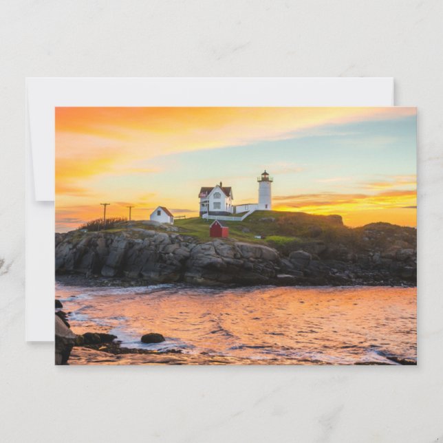 Carte De Remerciements Les phares | Nubble Lighthouse Maine (Devant)