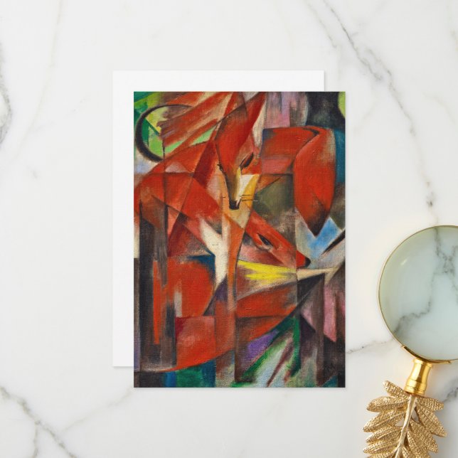 Carte De Remerciements Les renards de Franz Marc (Devant/Arrière en situation)