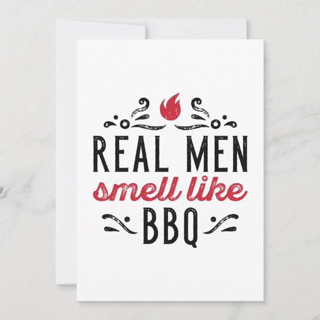 Carte De Remerciements Les vrais hommes sentent comme le barbecue (Devant)