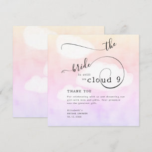 Carte De Remerciements Lettre de Cloud 9 Fête des mariées rose humoristiq