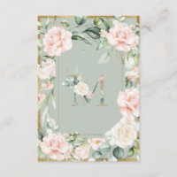 LETTRE ÉLÉGANTE M MOULINE Aquarelle Florale Verte