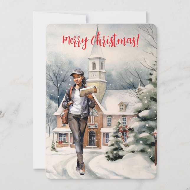 Carte De Remerciements LETTRE FÉMININE PORTE Joyeux Noël Église (Devant)