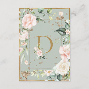 Carte De Remerciements Lettre monogramme D Aquarelle Florale Roses roses 