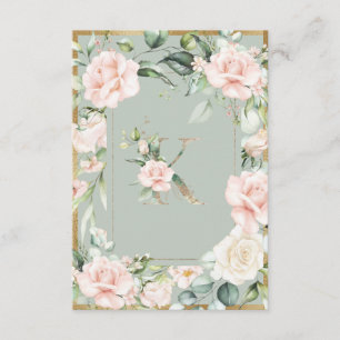 Carte De Remerciements Lettre monogramme K Floral vert
