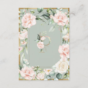 Carte De Remerciements Lettre monogramme P Sage Green