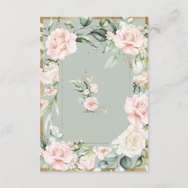 Carte De Remerciements LETTRE MONOGRAPHIQUE L Élégant Sage Vert Floral (Devant)