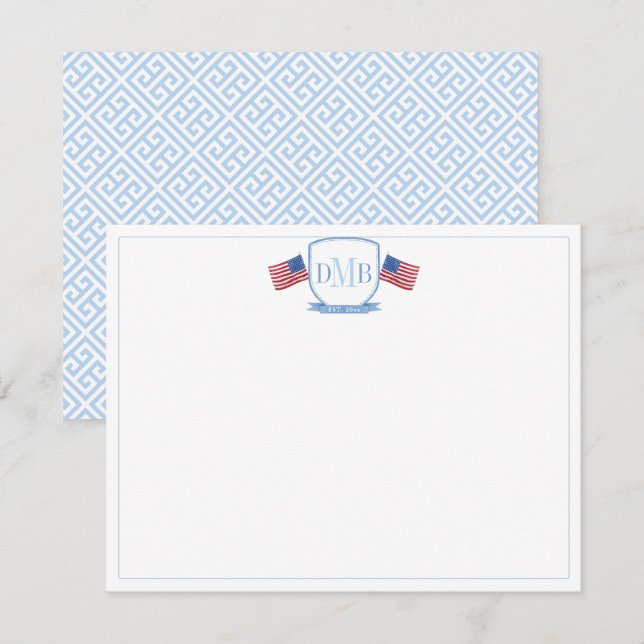 Carte De Remerciements LETTRE Patriotique Rouge Blanc Et Bleu Trois LETTR (Devant / Derrière)